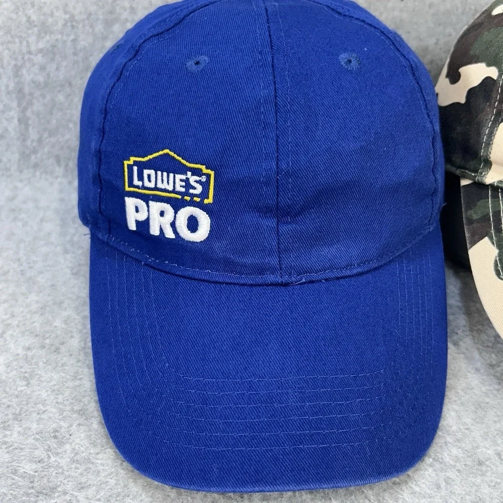 Lowe's PRO Hat Lot 2 Snapback Caps Blue Camo Embroidered‎ Adjustable